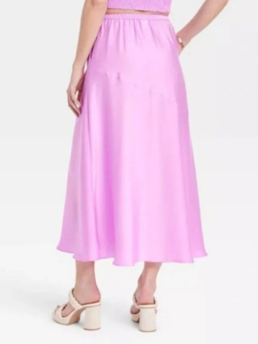 A New Day Pink Violet Satin Silk Slip Skirt 3X NWT Pockets - Picture 3 of 4